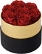 Handmade Preserved Red Roses in a Round Black  Box